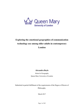 Exploring the Emotional Geographies of Communication Technology Use Among Older Adults in Contemporary London
