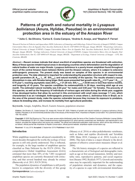 Patterns of Growth and Natural Mortality in Lysapsus Bolivianus