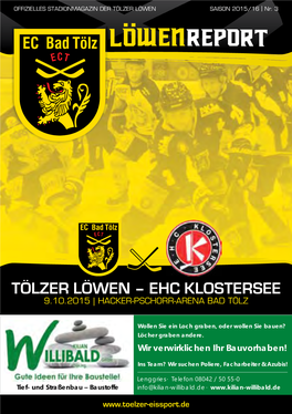 Ehc Klostersee 9.10.2015 | Hacker-Pschorr-Arena Bad Tölz