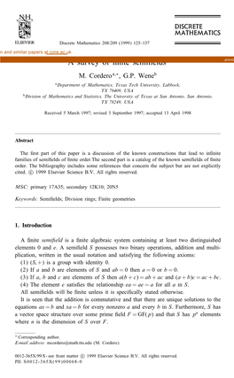 A Survey of Finite Semifields