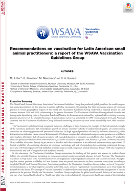 Recommendations on Vaccination for Latin American Small Animal