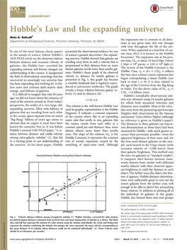 Hubble's Law and the Expanding Universe