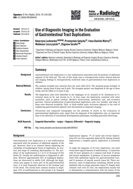 Use of Diagnostic Imaging in the Evaluation of Gastrointestinal Tract