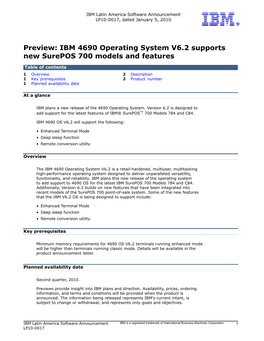 IBM 4690 Operating System V6.2 Supports New Surepos 700 Models and Features