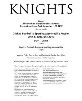 Cricket, Football & Sporting Memorabilia Auction 29Th & 30Th