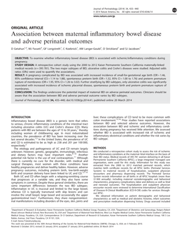 Association Between Maternal Inflammatory Bowel Disease And