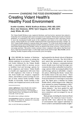 Creating Vidant Health's Healthy Food Environment