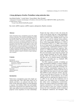 A Large Phylogeny of Turtles (Testudines) Using Molecular Data