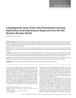 A Phylogenetic Study of the Tribe Antirrhineae: Genome Duplications and Long-Distance Dispersals from the Old World to the New World 1