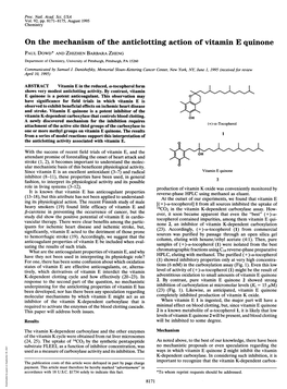 On the Mechanism of the Anticlotting Action of Vitamin E Quinone