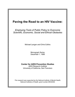 Paving the Road to an HIV Vaccine