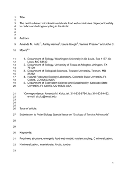 Title: the Detritus-Based Microbial-Invertebrate Food Web