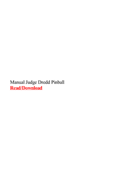 Manual Judge Dredd Pinball