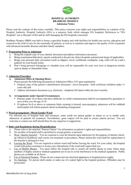 HOSPITAL AUTHORITY BRADBURY HOSPICE Admission Notice Please