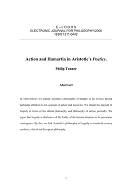 Action and Hamartia in Aristotle's Poetics