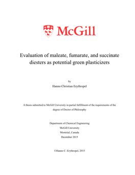 Evaluation of Maleate, Fumarate, and Succinate Diesters As Potential Green Plasticizers