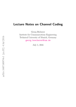 Lecture Notes on Channel Coding