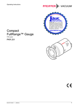 Pfeiffer PKR 251 Active Pirani Cold Cathode