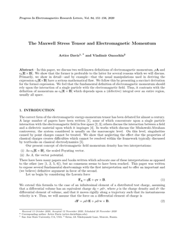 The Maxwell Stress Tensor and Electromagnetic Momentum