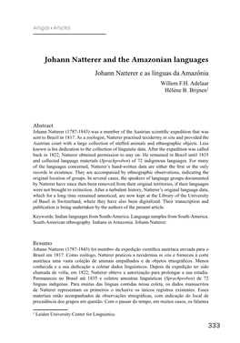 Johann Natterer and the Amazonian Languages Johann Natterer E As Línguas Da Amazônia Willem F.H