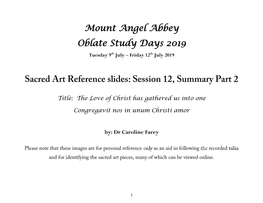 Mount Angel Abbey Oblate Study Days 2019