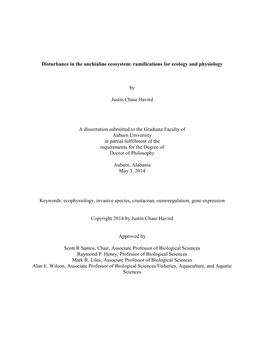 Disturbance in the Anchialine Ecosystem: Ramifications for Ecology and Physiology