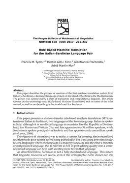 Rule-Based Machine Translation for the Italian–Sardinian Language Pair