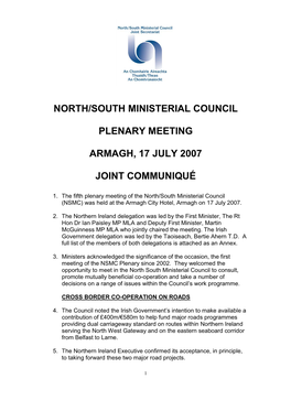 North/South Ministerial Council Plenary Meeting