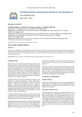 ANTIBACTERIAL ACTIVITY of Marsilea Quadrifolia