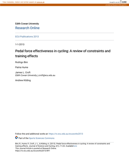 Pedal Force Effectiveness in Cycling: a Review of Constraints and Training Effects