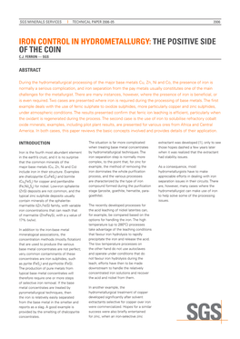 Iron Control in Hydrometallurgy: the Positive Side of the Coin C.J