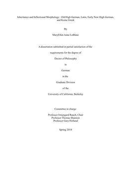 Inheritance and Inflectional Morphology: Old High German, Latin, Early New High German, and Koine Greek