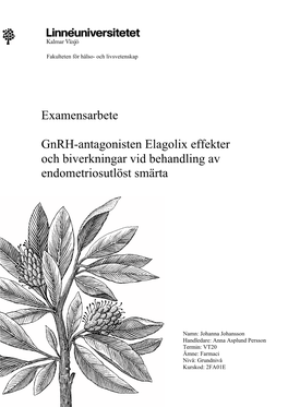 Examensarbete Gnrh-Antagonisten Elagolix Effekter Och Biverkningar