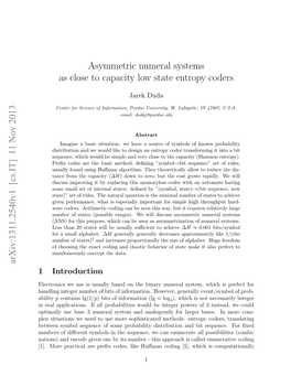 Asymmetric Numeral Systems As Close to Capacity Low State Entropy Coders Arxiv:1311.2540V1 [Cs.IT] 11 Nov 2013
