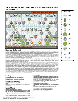 Unternehmen Wintergewitter December 17-19, 1942 - Stalingrad Setup Order