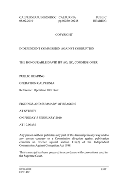 Read the Commissioner's Statement to the ICAC Hearing