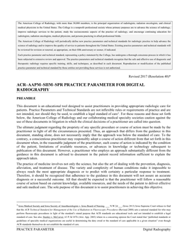 ACR–AAPM–SIIM-SPR Practice Parameter for Digital Radiography