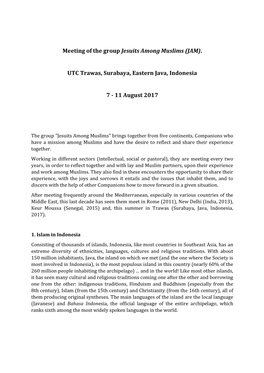 Meeting of the Group Jesuits Among Muslims (JAM). UTC Trawas