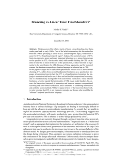 Branching Vs. Linear Time: Final Showdown*