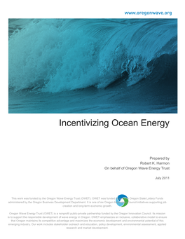 Incentivizing Ocean Energy – July 2011