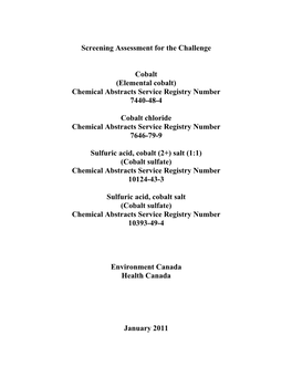 Draft Screening Assessment for the Challenge