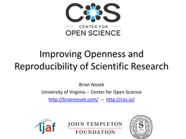EHR AC Slides Improving Openness and Reproducibility of Scientific