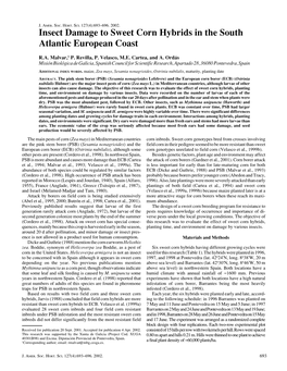 Insect Damage to Sweet Corn Hybrids in the South Atlantic European Coast