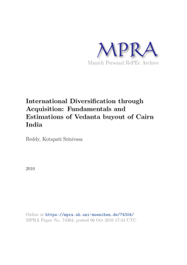 Fundamentals and Estimations of Vedanta Buyout of Cairn India