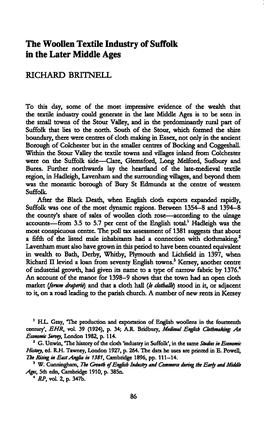 The Woollen Textile Industry of Suffolk in the Later Middle Ages RICHARD