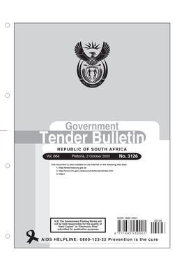 Tender Bulletin No 3126 of 02-October-2020, Volume