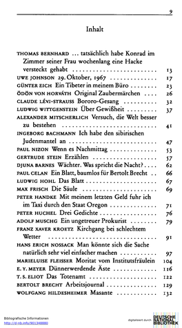 THOMAS BERNHARD . . . Tatsächlich Habe Konrad Im Zimmer Seiner