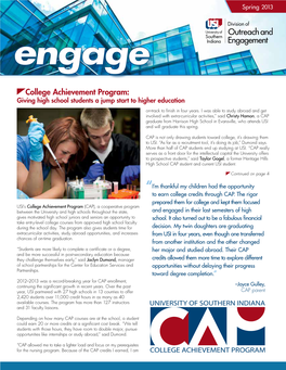 College Achievement Program: Giving High School Students a Jump Start to Higher Education
