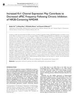 Increased Kv1 Channel Expression May Contribute to Decreased Sipsc Frequency Following Chronic Inhibition of NR2B-Containing NMDAR