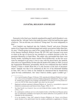 Janáček, Religion and Belief